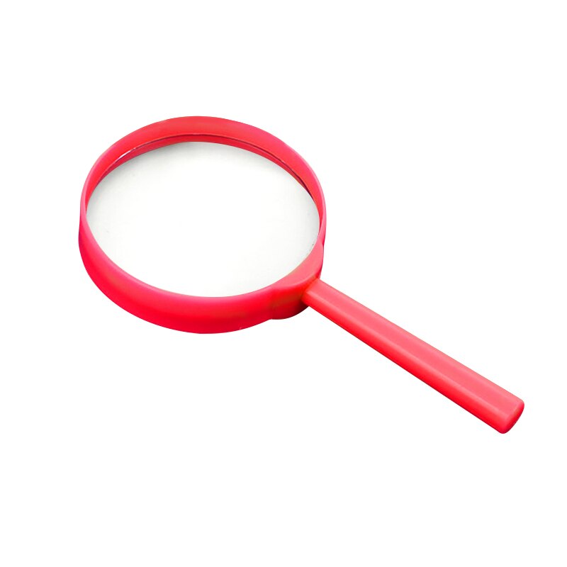Handloep draagbare vergrootglas leesbril lens kinderen inspectie vergrootglas voor lezen kleurrijk 60mm: Rood