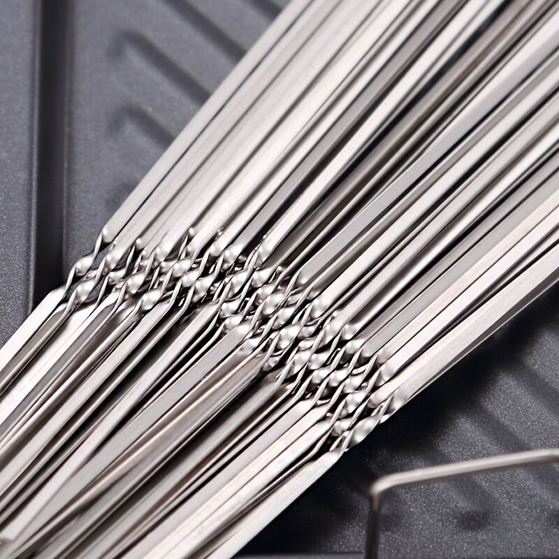 10/50pcs Reusable Flat Stainless Steel Barbecue Skewers BBQ Needle Stick For Outdoor Camping Picnic Cooking Tools