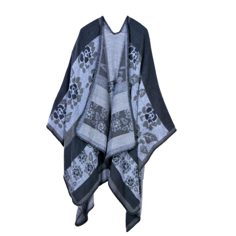 Hiver femmes réversible surdimensionné couverture Plaid pull Poncho Cape châle et enveloppes Cardigans épaissir pashmina écharpe: 16