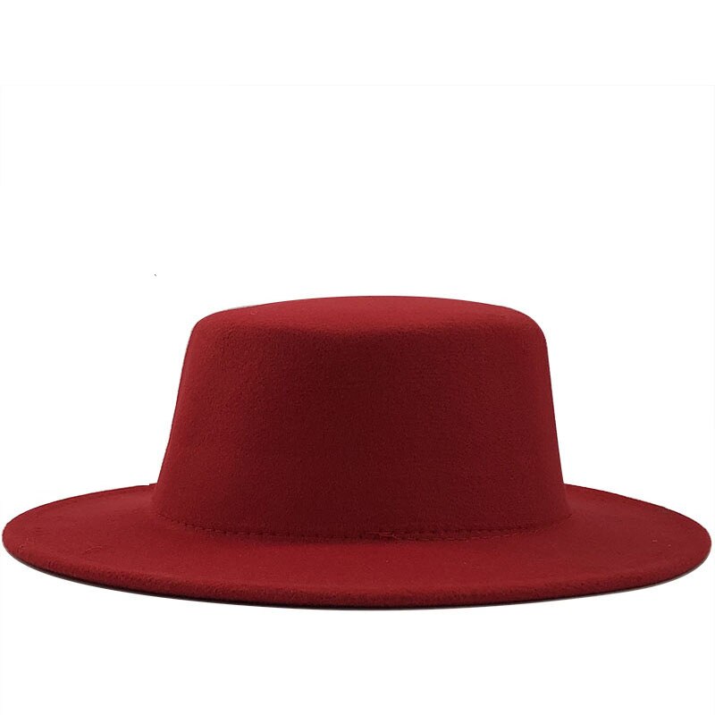Vinter efterår imitation uld kvinder mænd damer fedoras top jazz hat european american round caps solid flade bowler hatte: 2