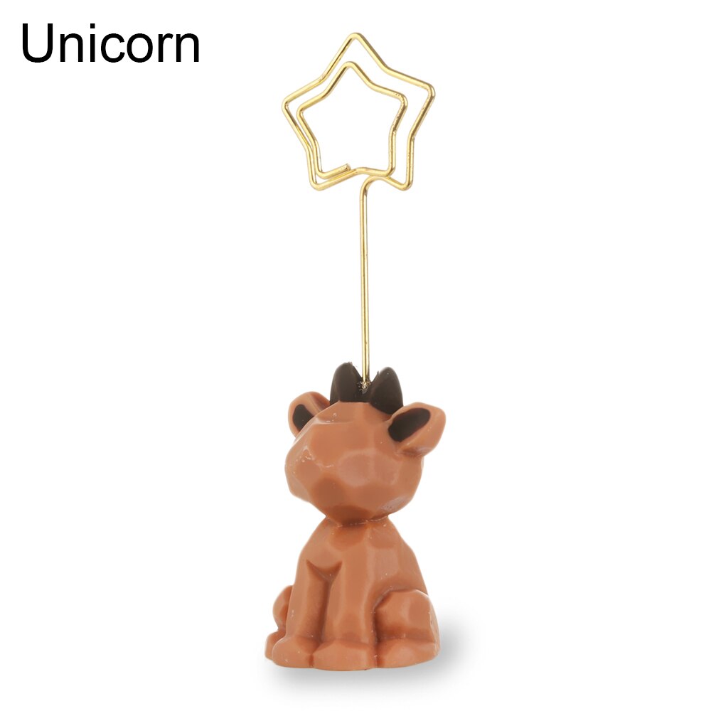 1pc Cute Animal Photo Paper Clip Holder Desk Name Card Memo Clip Wedding Favors Card Decoration Birthday Desk Accessories: unicorn