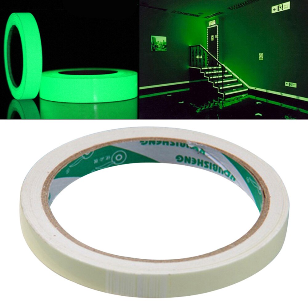 Glød i mørket fosforescerende tape lysende tape selvklæbende grønt lys tape 15 mmx 3 meter blank vandtæt fotoluminescerende