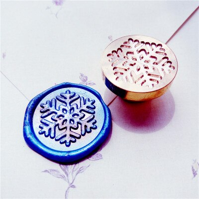 Retro god jul vax sigill stämpel huvud jingle bell snöflinga jultomten rådjur strumpa träd julstämpel vax stämpel huvud: Snöflingor 09