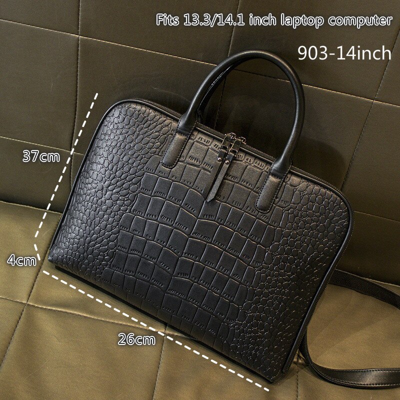 Modernos maletines de piel para ordenador portátil para mujer, bolsos de oficina para mujer, bolso de negocios de piel, bolsos de hombro para ordenador portátil: 903-Black-14inch