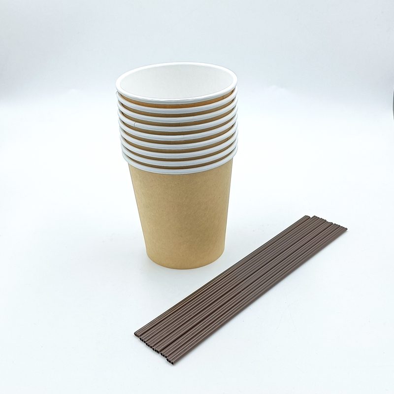 22 Stuks Wit Papier Cups Kraftpapier Cup-Koffie Cups Wegwerp Papier Kopje Melk Kopje Thee Huishouden Drinken feestartikelen 7Oz: 2 with Coffee stick