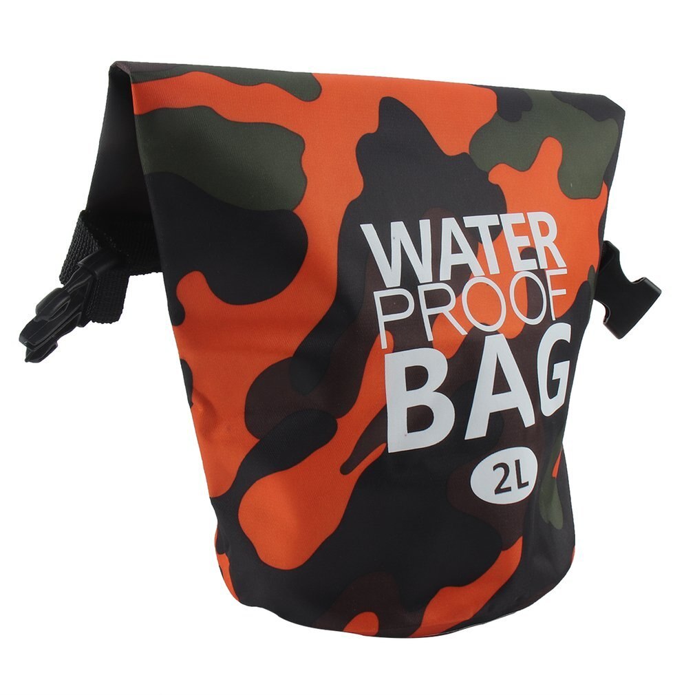 Bolsa de camuflaje para exteriores, portátil, para Rafting, buceo, bolsa de PVC, impermeable, plegable, bolsa de almacenamiento para natación, para senderismo en Río: orange 2L