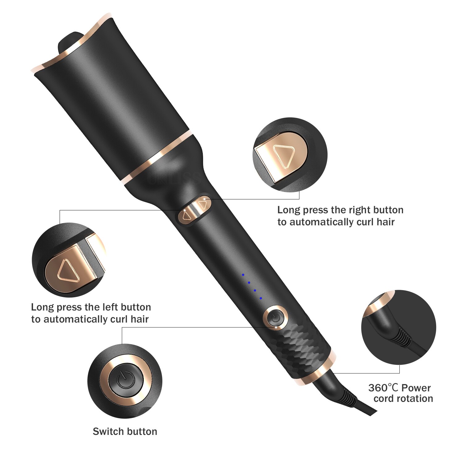 Fer à friser en céramique rotatif automatique, machine à sertir pour onduler les cheveux, appareil à chauffage rapide