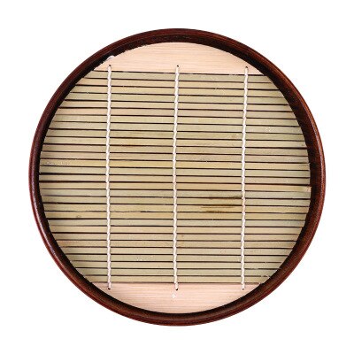 round/square Japanese sushi wooden plate with bamboo mat restaurant food tray tea tray: 21cm