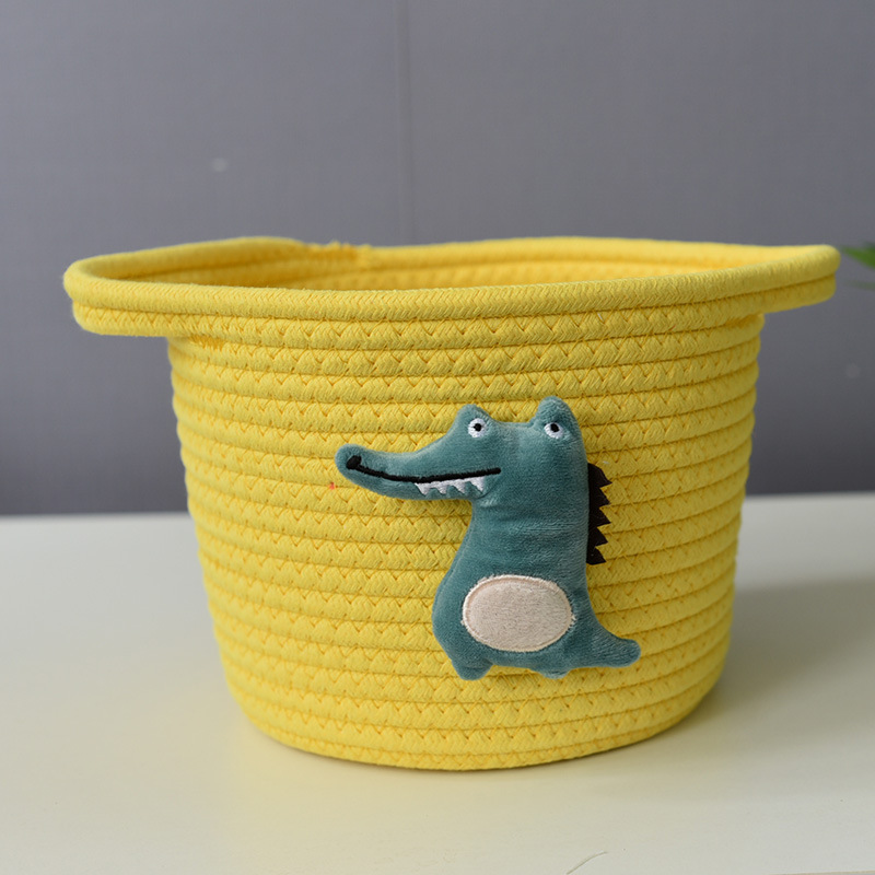 Krokodil Opslag Mand, Katoenen Touw Opslag Mand Opbergdoos Weven, Geweven Bloem Mand Katoenen Draad: 3
