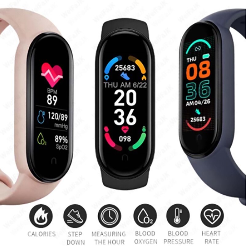 For Xiaomi Samsung M6 Smart Band Global Version My Band 6 Fitness Tracker Blood Pressure Smartband Sports Bracelet PK Band 6