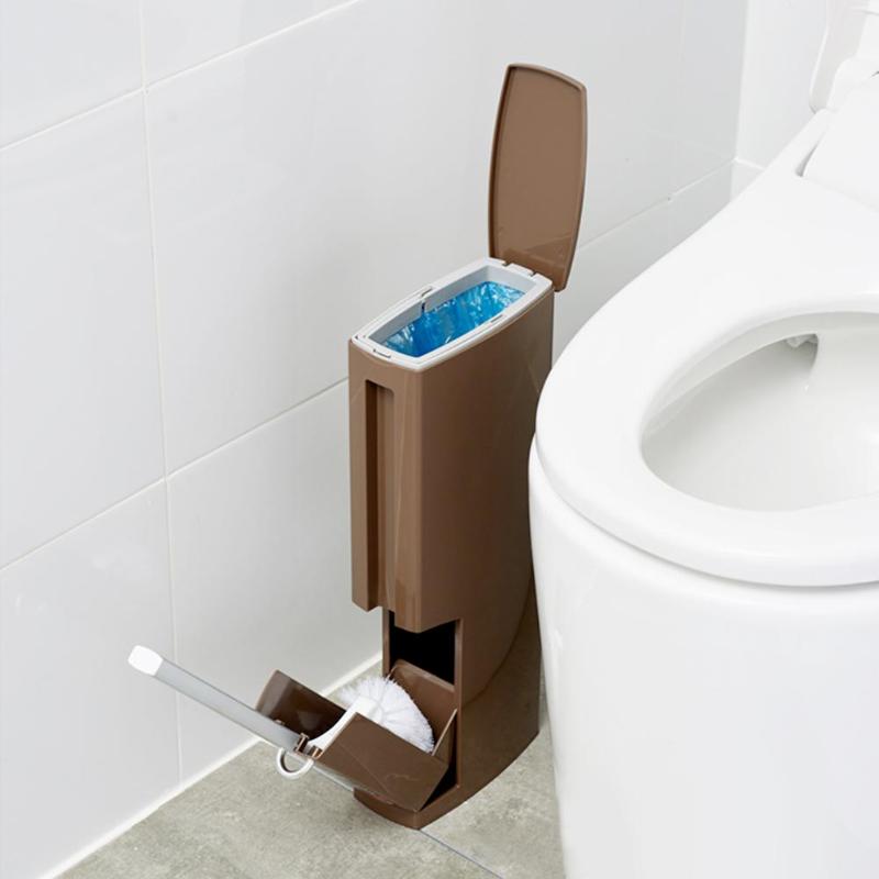 Plástico banheiro lata de lixo com escova de vaso sanitário lixo bin balde de lixo eco-friendly ferramentas de limpeza do banheiro