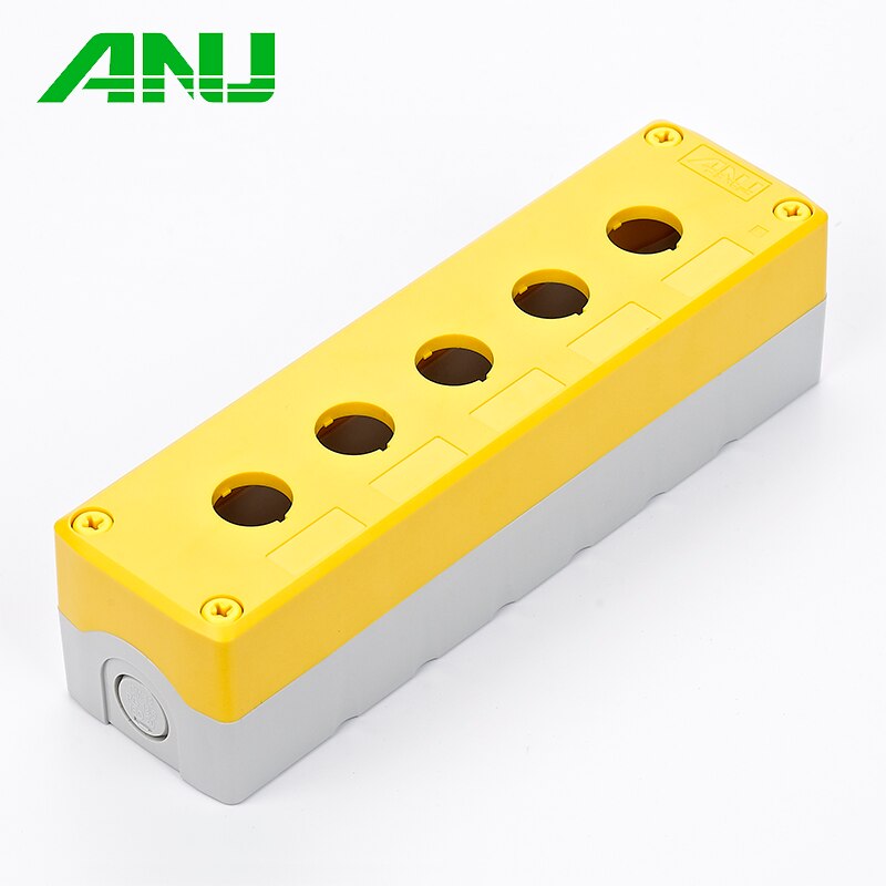 Waterproof PC+ABS 5 Hole Control Box Yellow/Gray IP66 Push Button Switch Box Suit For Emergency Stop Indicator