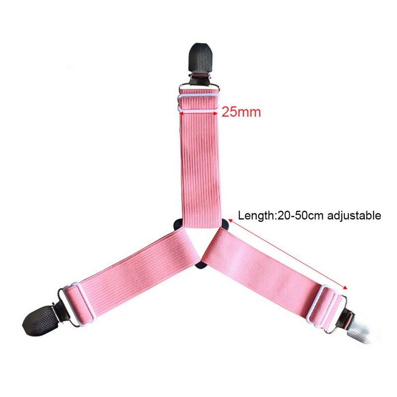 Drap de lit 4 pièces/ensemble drap de lit élastique pince forte pinces drap de lit réglable drap de lit pince drap de lit ceinture attache matelas: pink