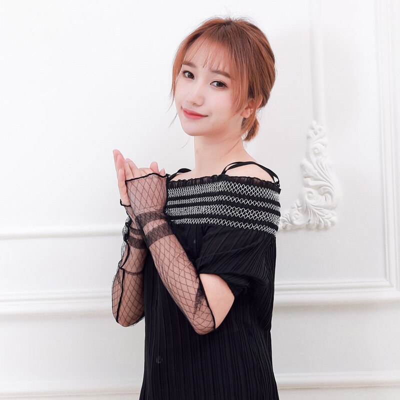 Manchettes de protection solaire d'été pour femmes, en maille et dentelle, anti-uv, fines, à manches longues, respirantes, pour cyclisme, conduite, manchettes