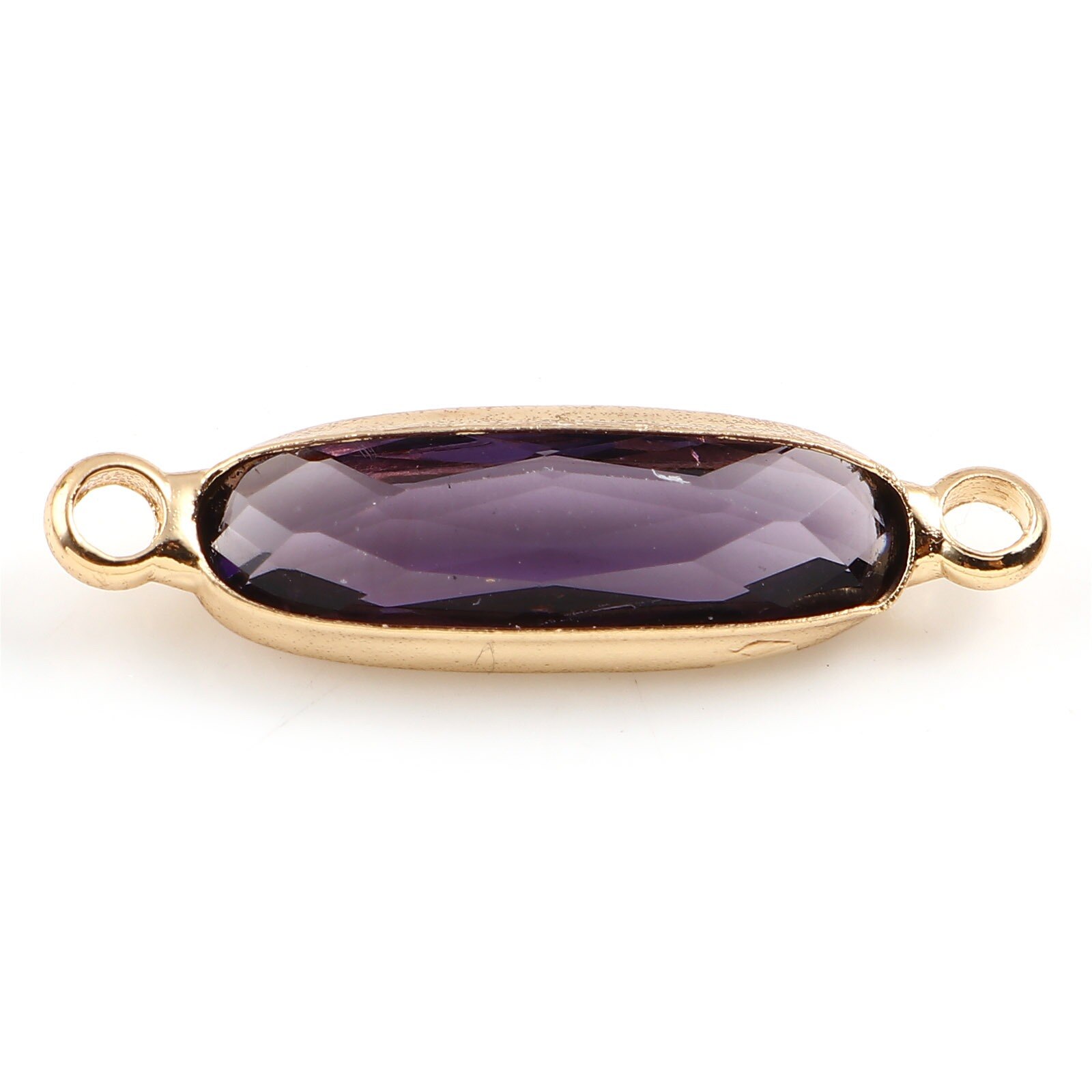 Szkło wielokolorowe złącza owalne złoty kolor miedzi Charms DIY dokonywanie naszyjnik bransoletki kobiety ocena biżuteria, 22mm x 6mm,5 sztuk: Purple