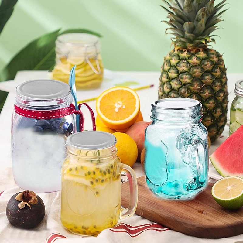 50 Pcs Wide Mouth 86 MM Mason Jar Canning Lids, Reusable Leak Proof Split-Type Silver Lids with Silicone Seals Rings