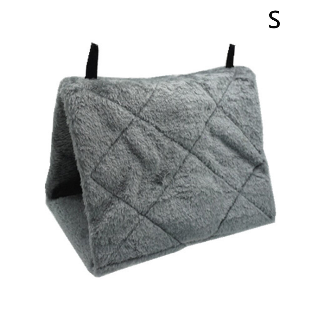 Tent Winter Warm Indoor Bed Opknoping Kooi Multifunctionele Home Decor Verdikte Huisdier Speelgoed Zachte Pluche Vogelnest Papegaai Hangmat Driehoek: Grey / M