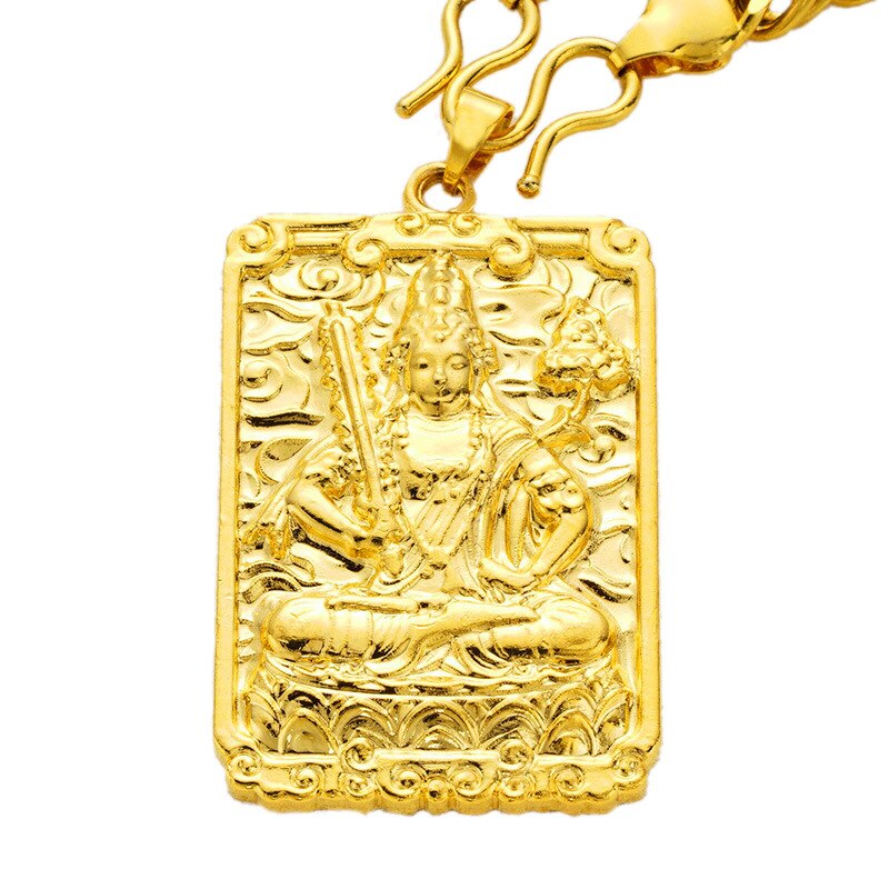 OMHXFC Europese Mode Man Party Verjaardag Huwelijkscadeau Rechthoek God Chinese Zodica 18KT Real Gold Charm Hanger PN75: ox tiger god