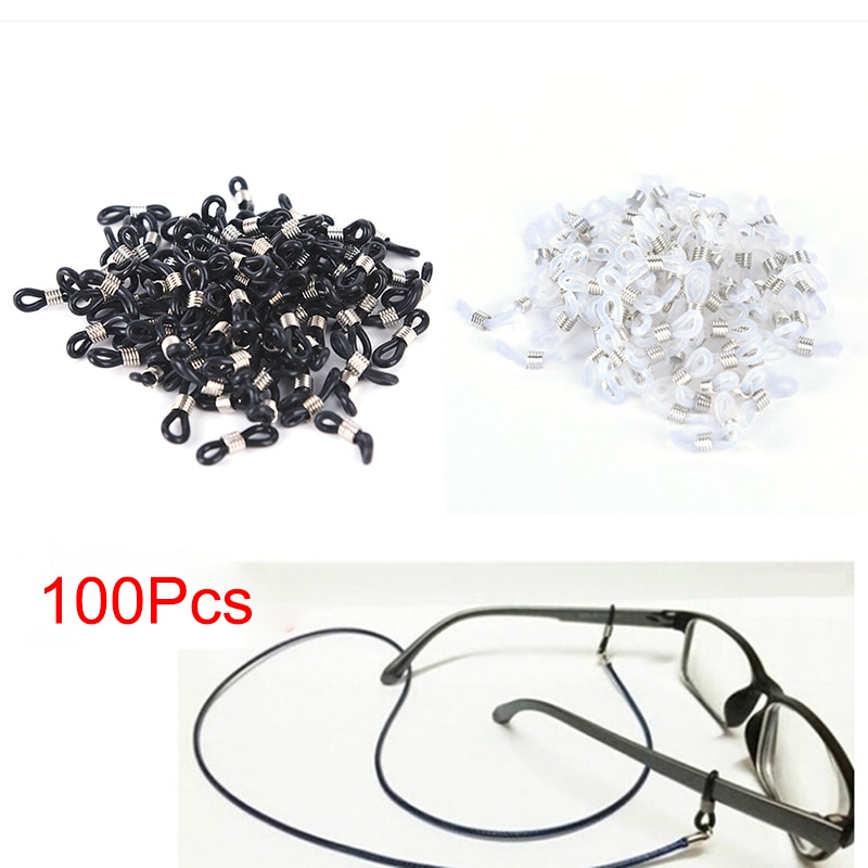 Ressorts avec connexion en plastique et Silicone, chaîne de lunettes, anneau antidérapant en caoutchouc, œillets pour corde de lunettes, 100 pièces