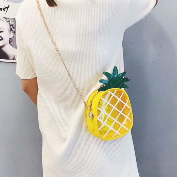 Monederos modernos, transparentes, con forma de piña, con cadena, para mujer