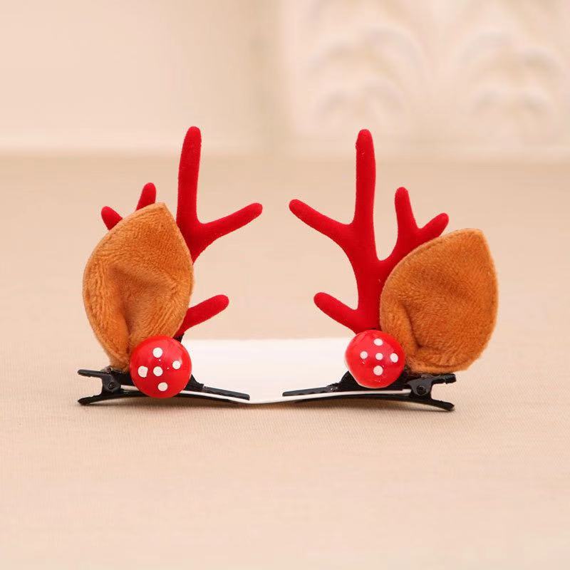 2pcs Children Hair Clips Pins Christmas Glitter Elk Hairgrips Barrettes Kids Hair Accessories For Girls Hairclips: C