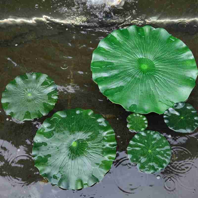 1 stk kunstig lotus åkande flydende blomsterdam tank plante blad ornament hjem bryllup dam pool dekoration