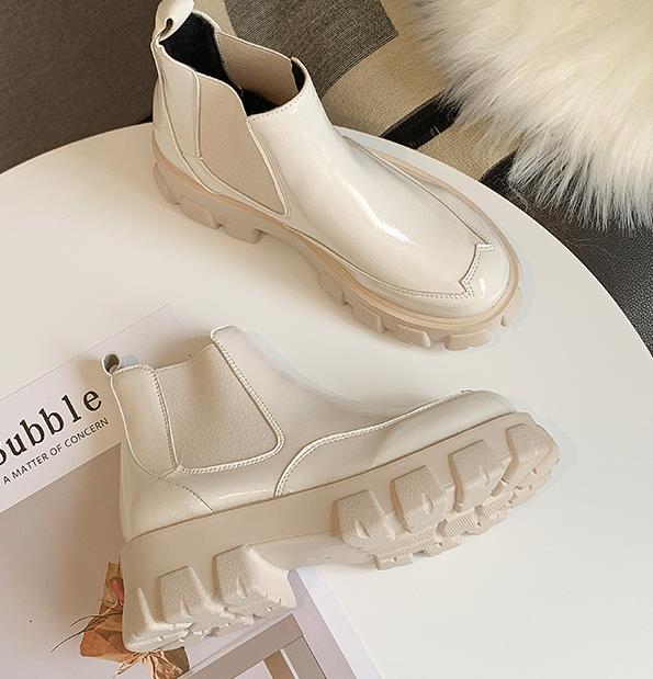 Spring Autumn Platform Ankle Boots Women Thick Heel Platform Boots Ladies Worker Boots Black