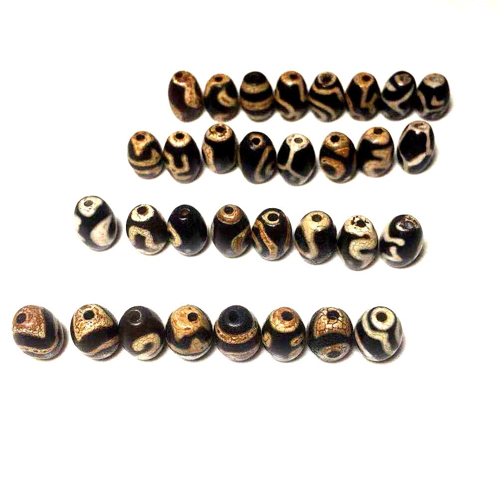 4pcs/lot Tibetan DZI 8*12mm Old Black agate DZI beads 2eyes Big men JI RuYi men&women jewelry DIY 15 patterns