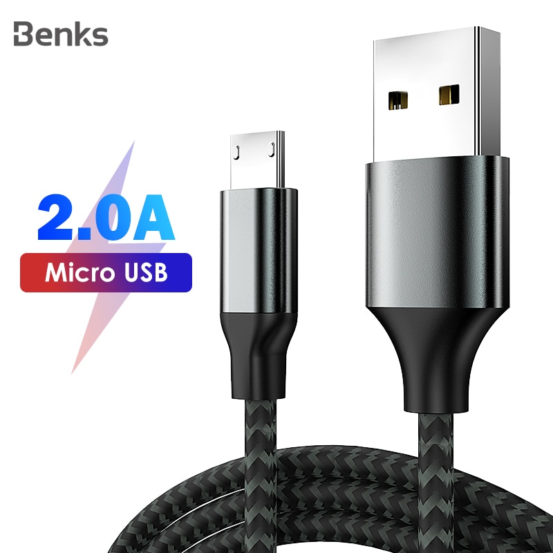 Benks 2A Micro Usb-kabel Snelle Opladen Data Kabel Voor Xiaomi Redmi Note 5 Pro Samsung S7 S6 Android Telefoon USB Charge Nylon Koord