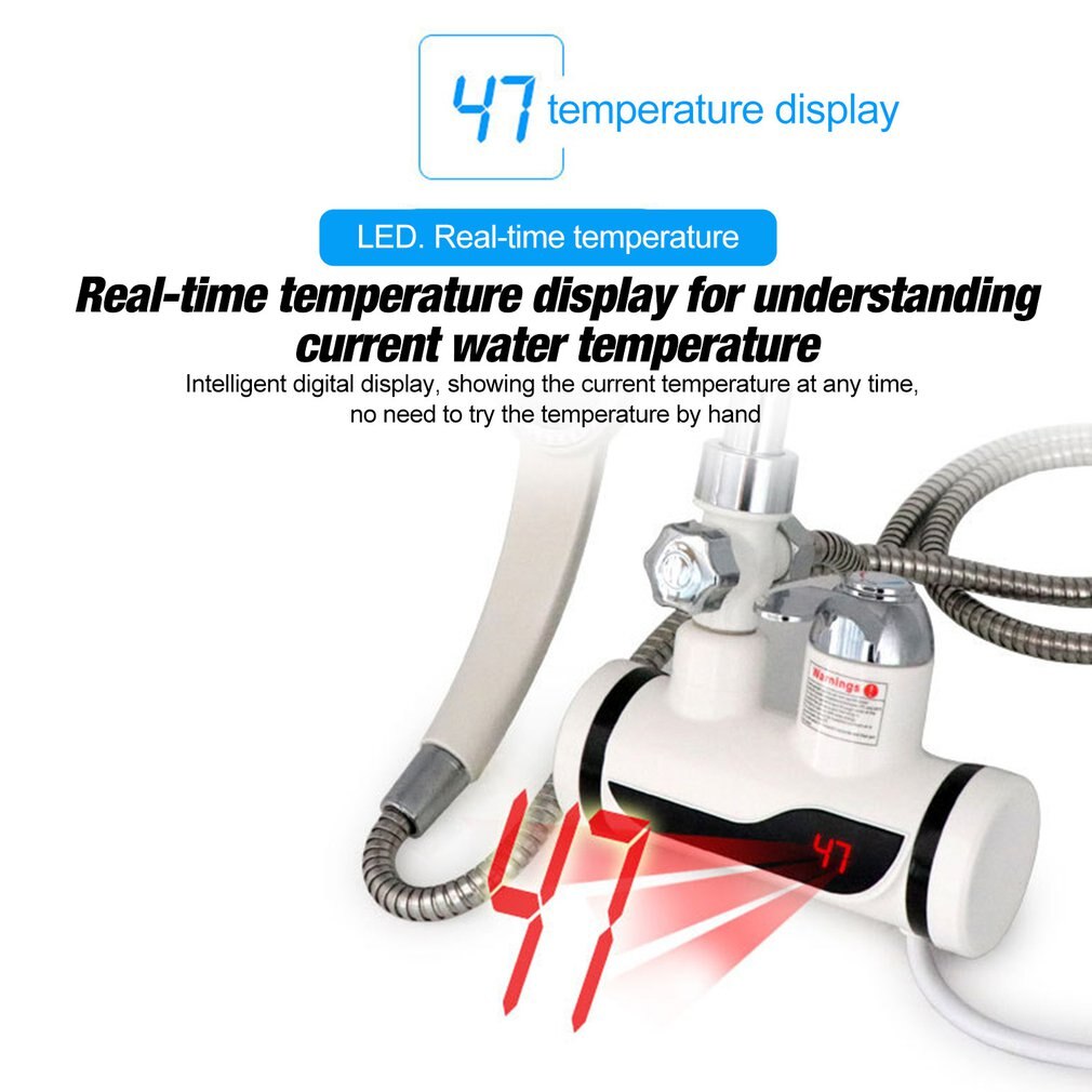 Temperature Display Instant Water Tap Digital Electric Faucet Tankless Kitchen Instant Faucet Water Heater with Shower