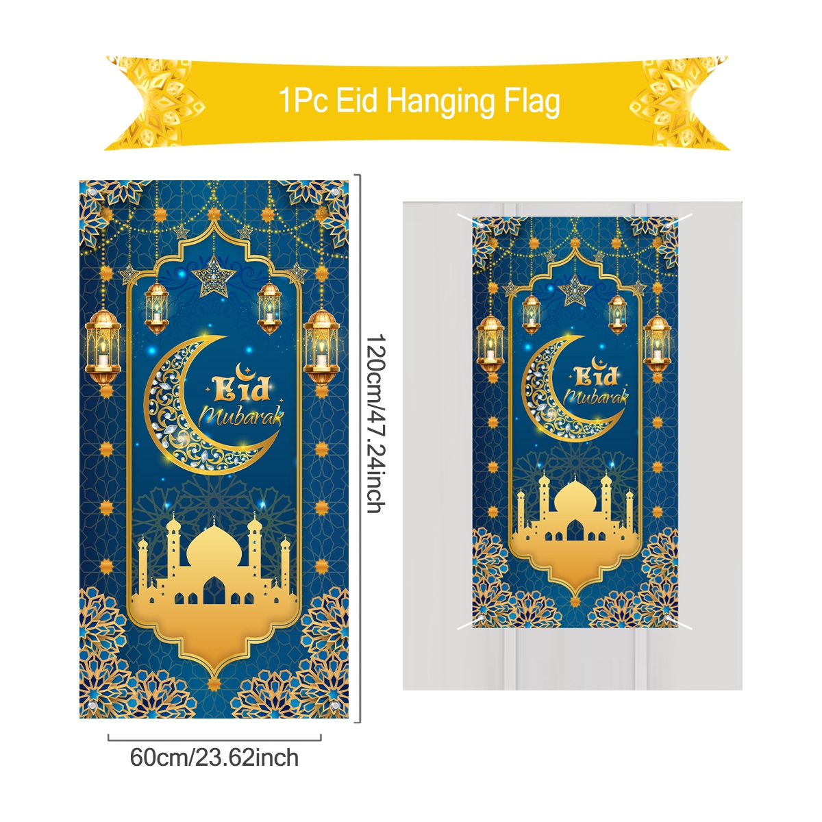 Eid mubarak pendurado bandeira ramadan decoração para casa 2025 ramadan kareem islâmico muçulmano fontes de festa eid al adha presentes
