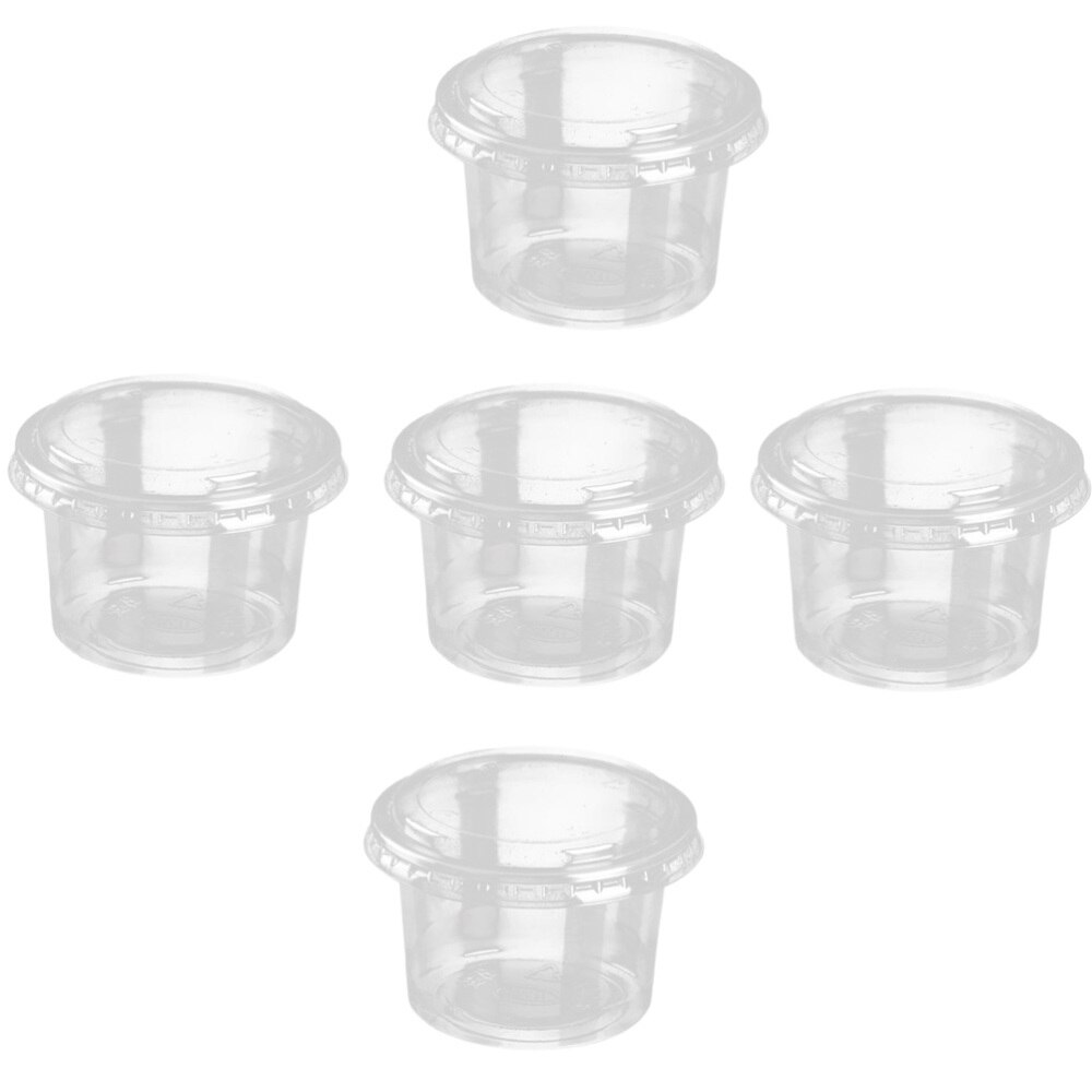 1 Set 60Ml Wegwerp Portie Cups Clear Gedeelte Container Met Deksels Voor Jelly Yoghurt Mousses Saus (200Pcs cups + 200Pc: Default Title