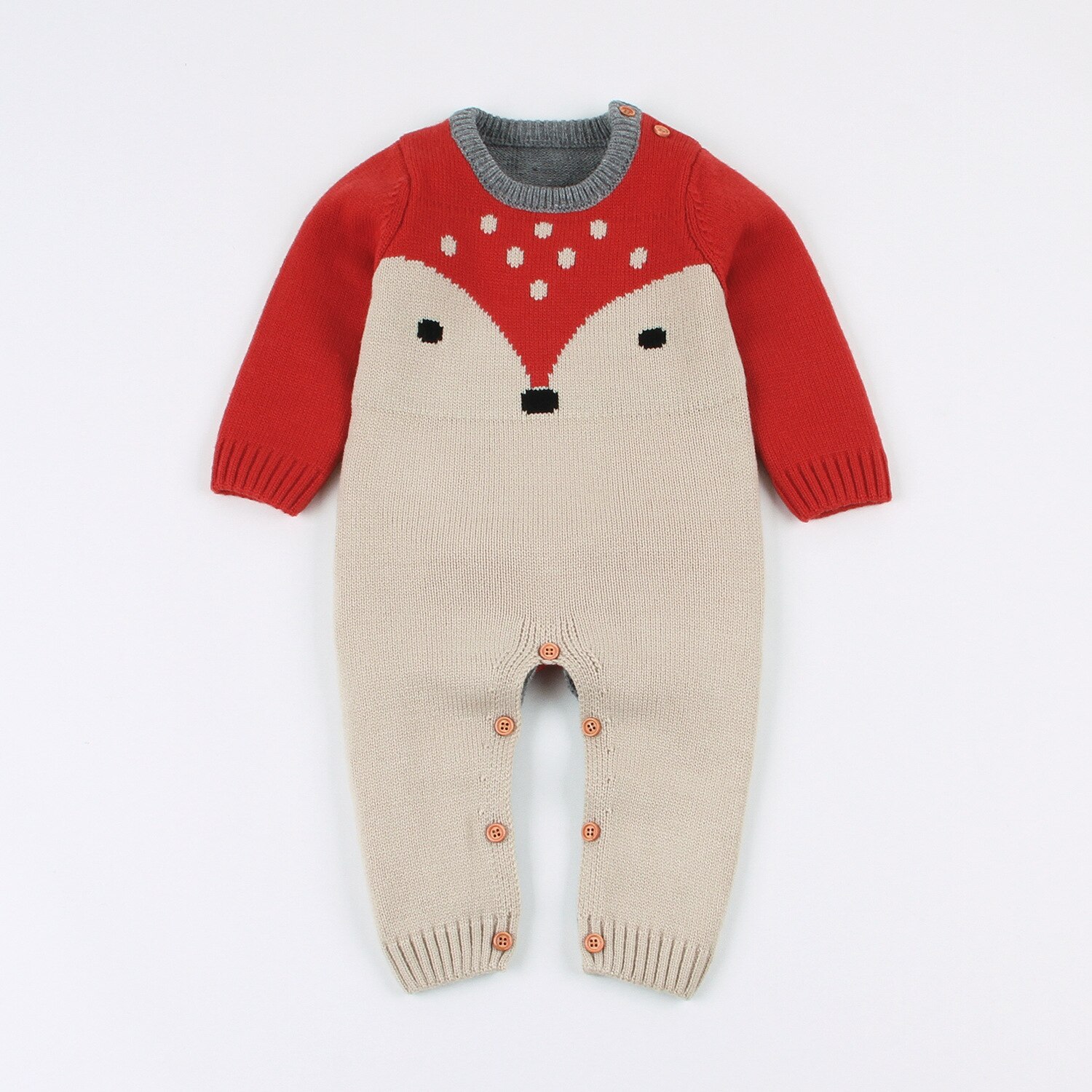 Baby stricken Strampler Cartoon Fuchs Gestrickte herbst Neugeborenen Jungen Overalls Kleidung winter Langarm Kleinkind Pullover Kinder Insgesamt: 90