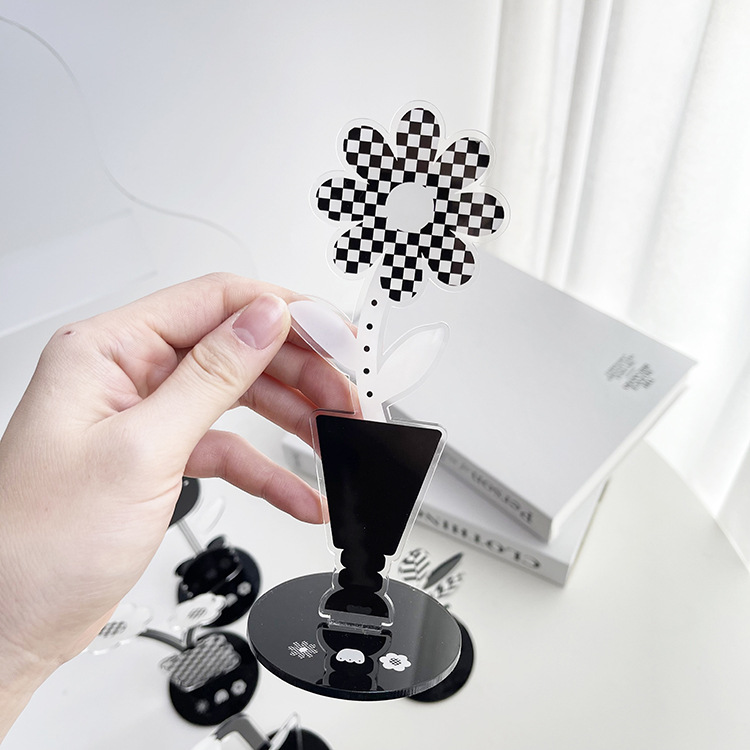 Acrylic Flower Desktop Photo Message Clip Table Number Holder Business Place Card Stand Rack Wedding Decoration Party Supplies: E