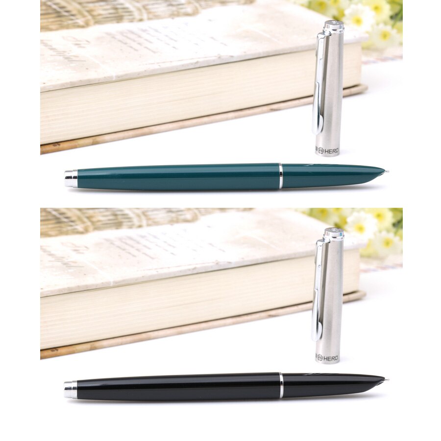 10Pcs/set Hero 007 Classic Style Metal Fountain Pen 0.5mm Inking Pens for Writing School Stationery