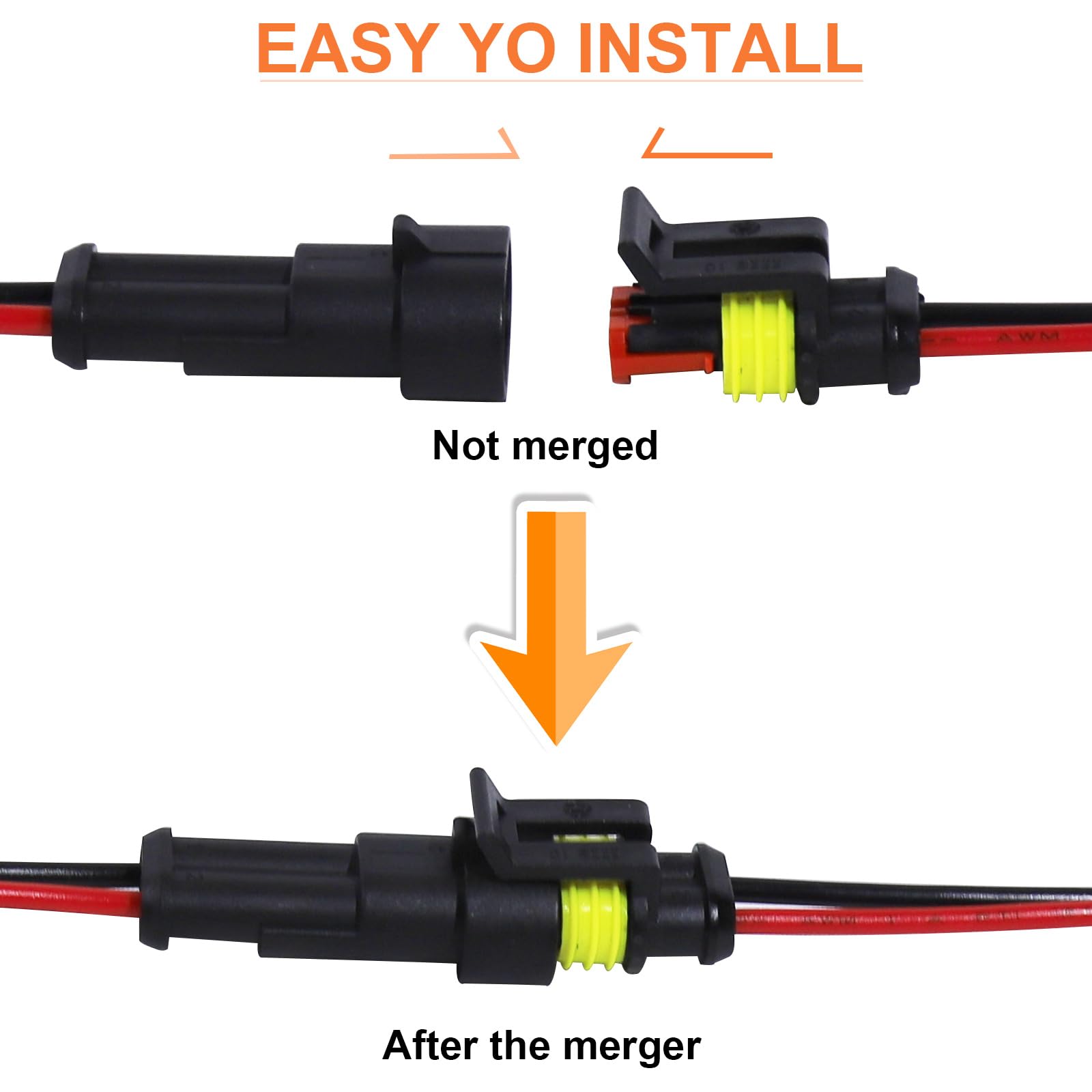5 Pairts 2 Pin Connector Waterproof Connector Male and Female Way 20AWG Wire Suitable for Car Truck Boat Other Wire Connection