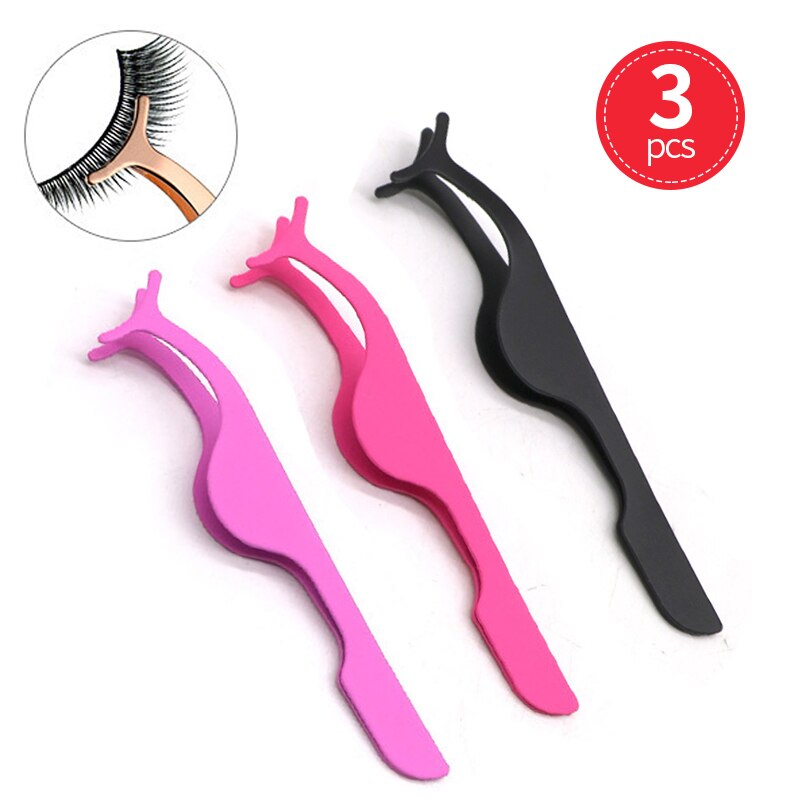 2/3/5Pcs Falsche Wimpern Pinzette Gefälschte Wimpern Applikator Werkzeuge Wimpern Verlängerung Curler Nipper Make-Up Wimpern pinzette Clip: Style G-3PCS