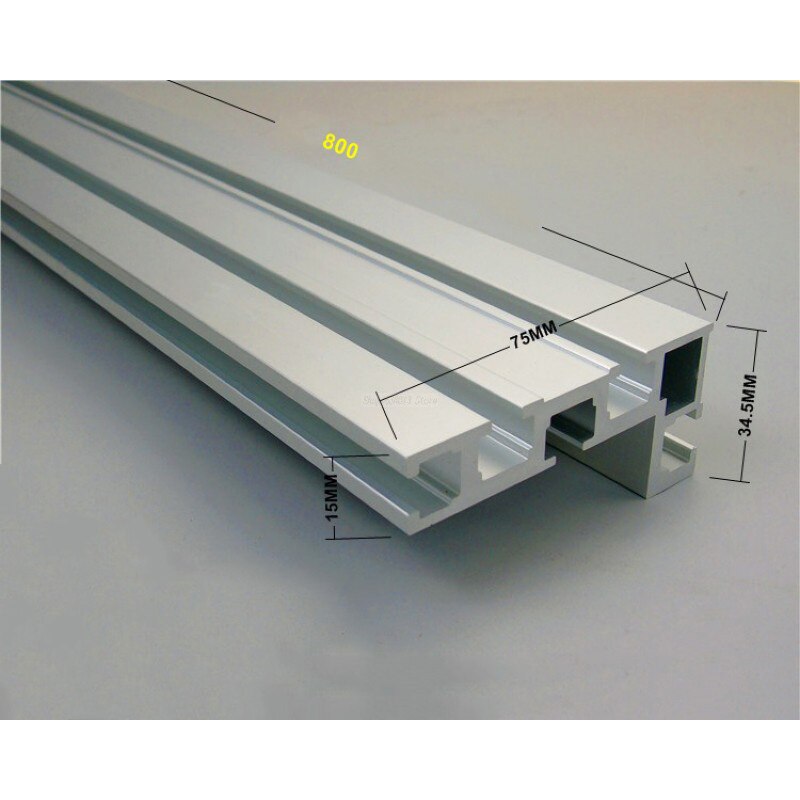 800mm Aluminium Profile 75mm height with T-tracks For Woodworking workbench DIY modification