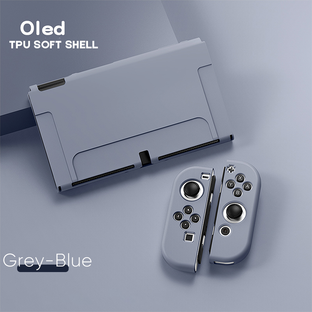 NEUE Für Schalter OLED Schutzhülle Soft/Hard Cover Kawaii Rosa Silikon Schutzhülle Für Nintendo OLED Konsole Zubehör: Grey-Blue