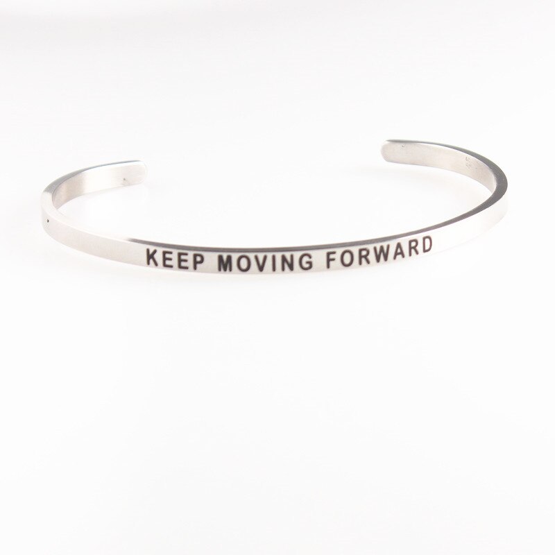 BE HERE NOW Stamped Stainless Steel Bangles Open Cuff Bracelets Women Men Mantra Bracelet Inspirational Jewelry No FADE