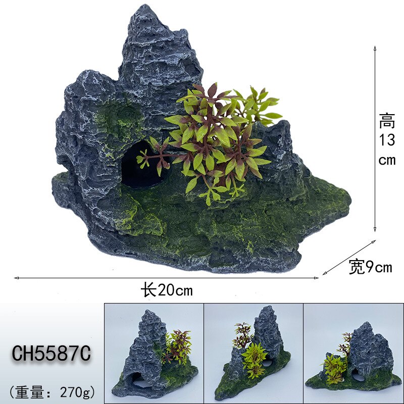 Rocas decorativas artificiales para acuario, paisajismo del tanque de peces, accesorios para acuascape, cueva de reptiles, camarones, ornamento de cueva escondite de piedra: 10