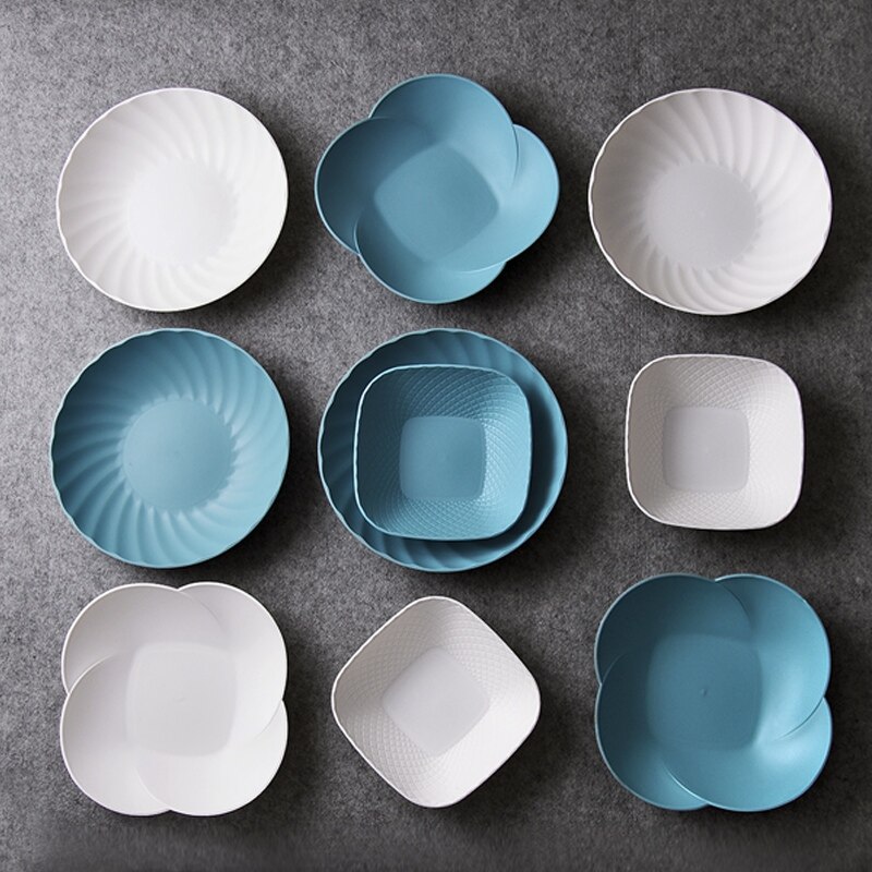 Dinner Plates Dishes Plastic Plate Nordic Style Snack Fruit Plate Salad Dessert Plate Dinner Platters Square Round Tray Dish