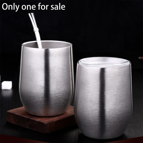 Insulated Coffee Mug with Slider Lids and Spoon Straws,Stainless Steel Double Wall Wine Tumbler Cup, 12 Ounce