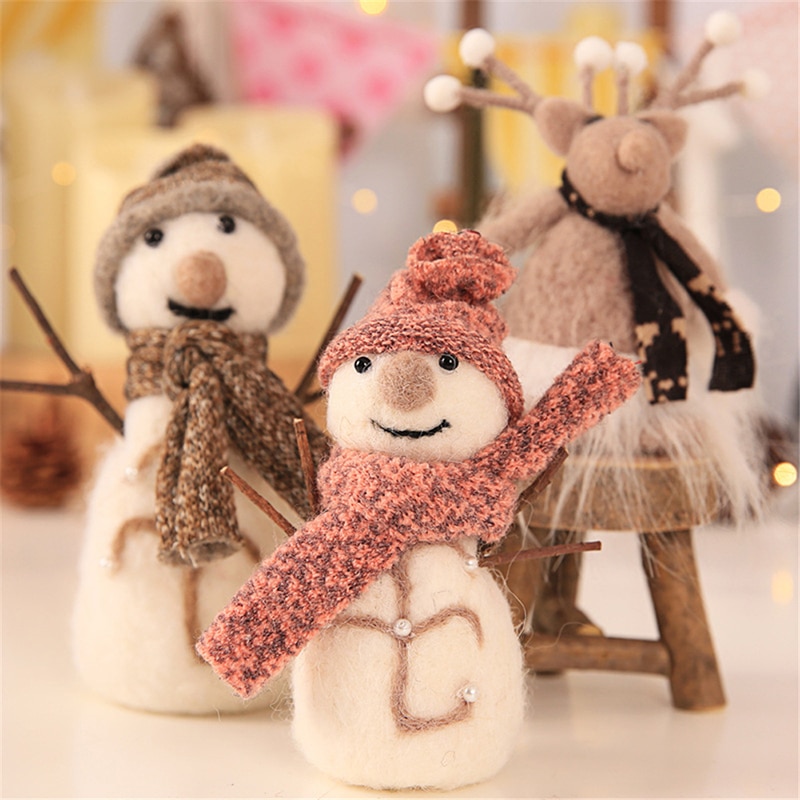 Kerst Ornamenten Wolvilt Leuke Sneeuwman Pop Sneeuwpop Doek Speelgoed Mini Pop Kerst Hangen Hotel Raamdecoratie Kid's