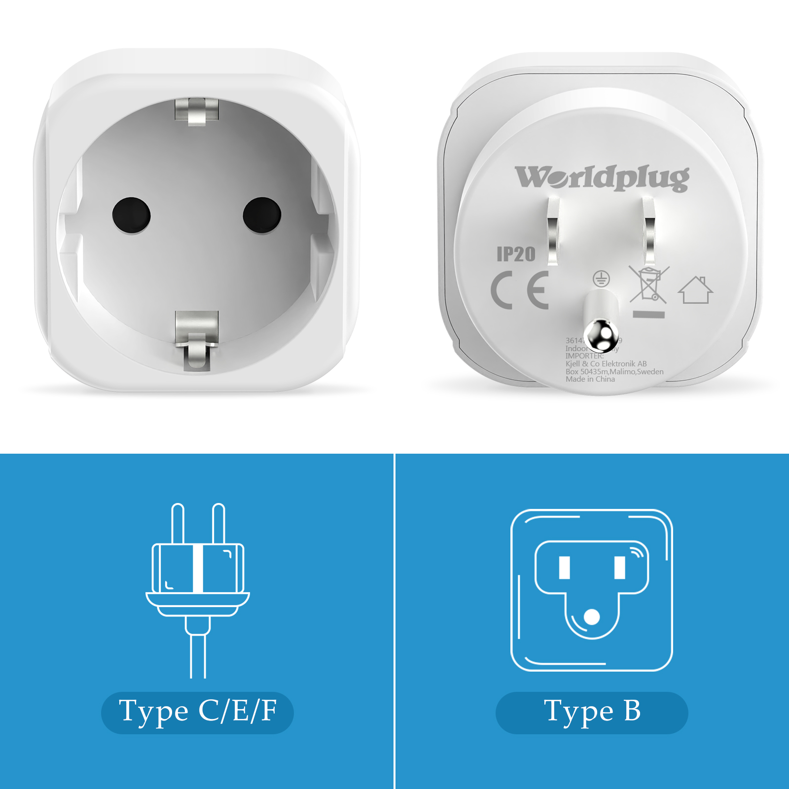 2 stuks reisadapter VS-adapter Europa Duitsland stekker, EU naar VS reisstekker stroomconverter stopcontact voor Canada Japan Thailand