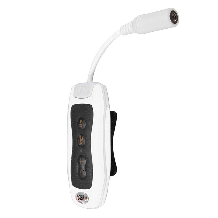 Reproductor MP3 impermeable IPX8 con Clip, Radio FM, sonido estéreo, 8G, natación, buceo, surf, ciclismo, deporte, música: Blanco