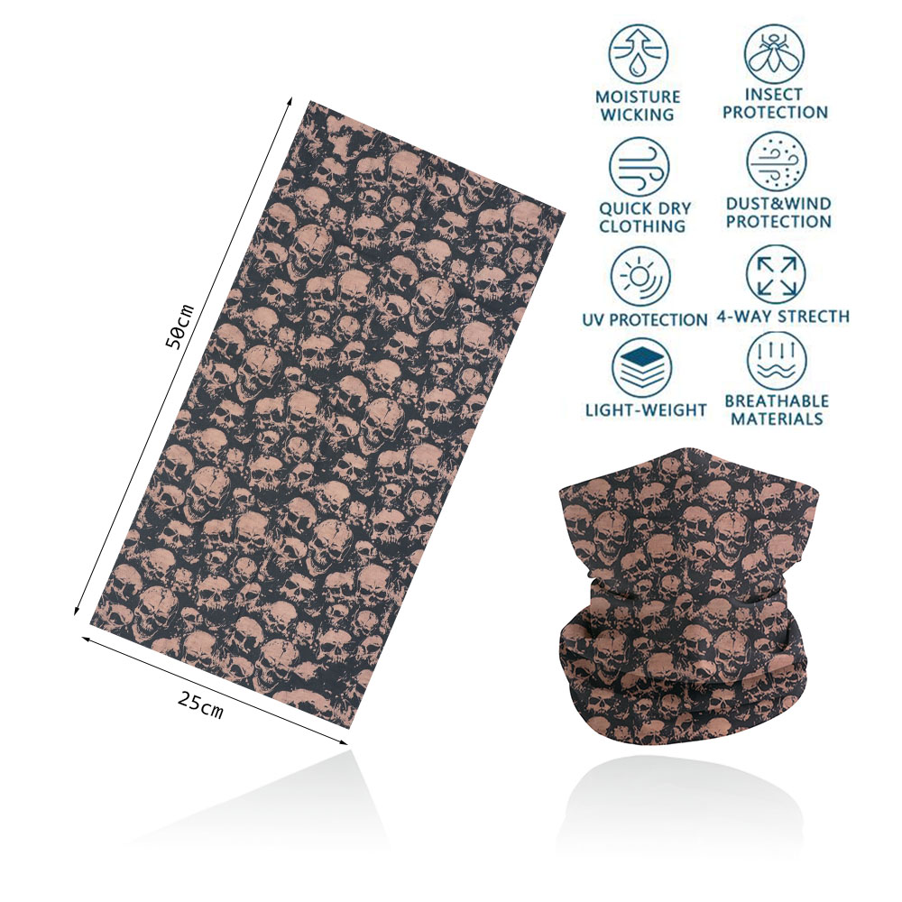 Ademend Schedel Halsbeenkap Voor Fietsen Wandelen Vissen Uv-bescherming Quickdry Zwart Bandana Mannen Vrouwen Art Printing Sjaal: Beige