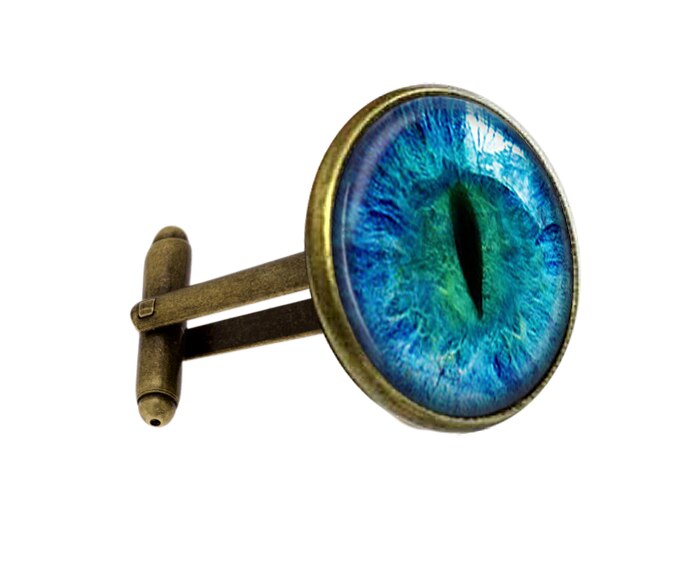 Blue Dragon Eye Manchetknopen Evil Eye Manchetknoop Verzilverd Glas Foto Manchetten Voor Mannen Handcraft Manchet: bronze