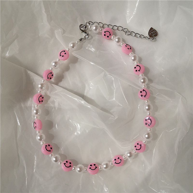 2022 new goth candy color pink pearl peach heart beaded necklace for female harajuku cute egirl party  y2k jewelry accessories: 4
