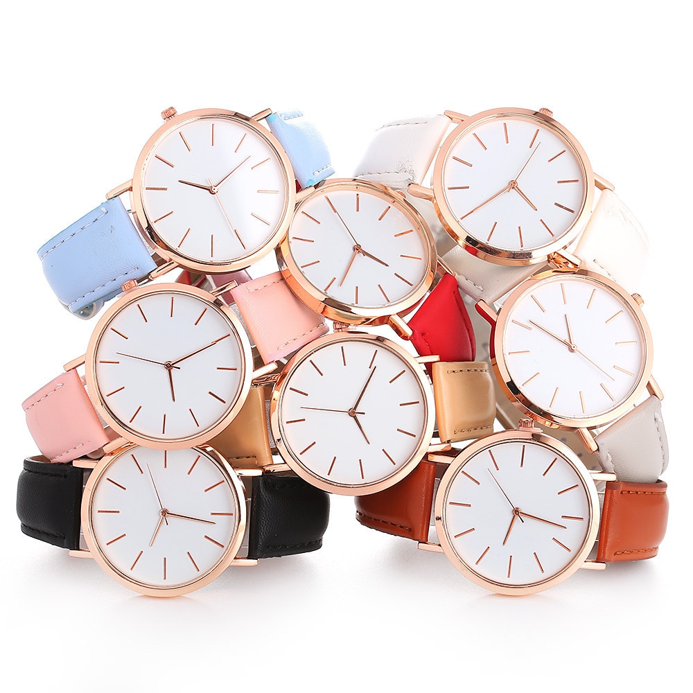 Horloge Horloges Vrouw Mode Lederen Band Analoge Quartz Horloges Minimalisme Ronde Horloges Relojes De Lujo Para Mujer